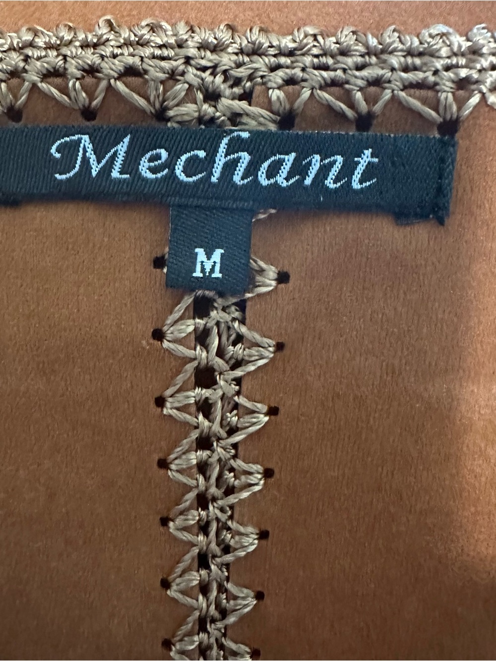 Mechant Suede Vest with Crochet Trim Sz M - Picture 6 of 7